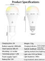 USB-C Rechargeable Emergency Bulb with E27 Socket, Tri-Color Temperature (3000K-6000K), Remote Control, for living room, bedroom. 
