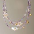 Natural moon and star purple beaded chain, fresh and elegant, fashionable accessory. 