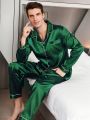 Men Pajama Sets Microfiber Sleepwear For Sleeping Man Shirt Silk Long Sleeve Pyjama Male Home Night Wear Plus Size Loungewear. 