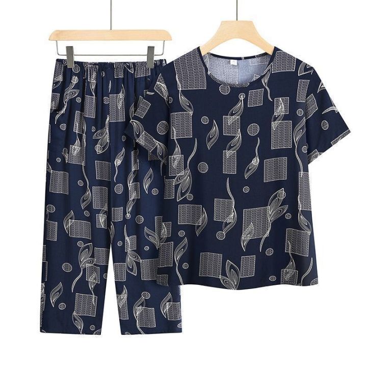 Casual%20Ice%20Silk%20Suit%20Loose%20Large%20Size%20Suit%20Short-sleeved%20Top%20Loose%20Two-piece%20Suit%20Plus%20Size%20Summer%20Outfits%20Pijamas%20Feminino%20-%20Image%206