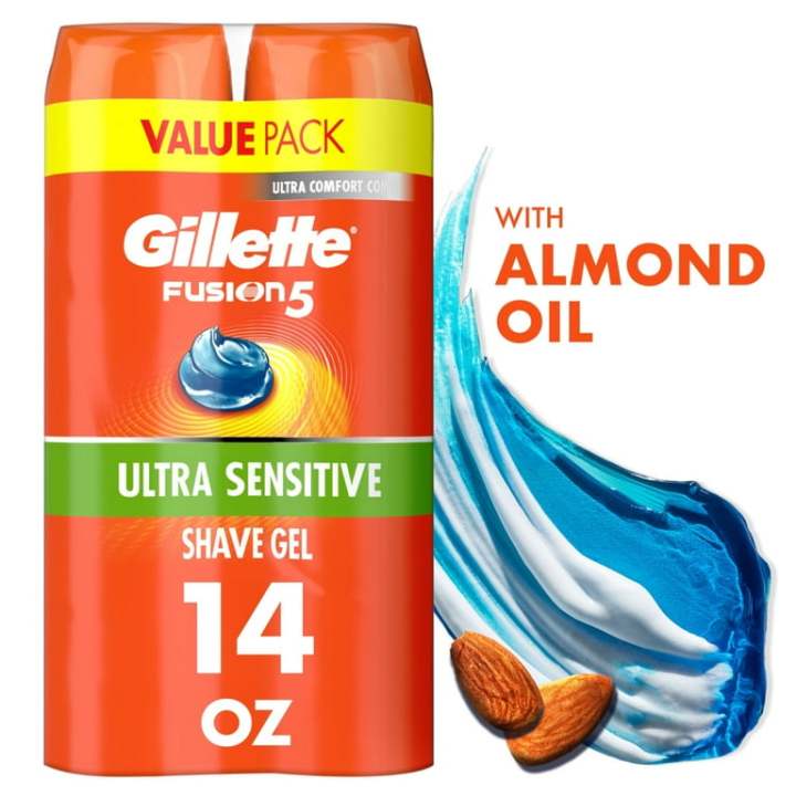 Gillette Fusion Ultra Sensitive Shave Gel for Men with Aloe Vera, 200ml  (2Pack)