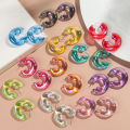 New Iridescent Acrylic Chunky Circle Earring Hoops for Women Transparent Geometric Huggies Earrings Korean Fashion Jewelry .
