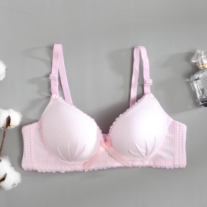 Japanese%20Underwear%20Female%20Small%20Breasts%20Gathered%20Thin%20Section%20Underwear%20Comfortable%20Breathable%20Girls%20Plaid%20Bra%20-%20Image%204