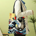 Catzilla Japanese Art Tote Bag Reusable Shoulder Shopping Beach Bag For Women, Durable Casual Carryall.