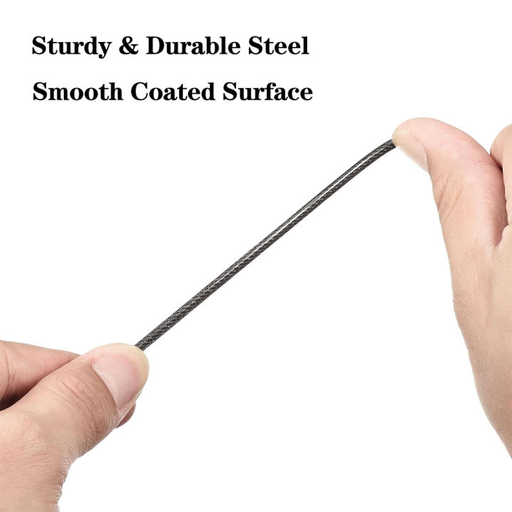 2PCS%202mm%20Thick%20PVC%20Black%20Coated%20Cable%200.3/0.4/0.5/1/1.5/2M%20304%20Stainless%20Steel%20Wire%20Rope%20Luggage%20Lock%20Core%20Wire%20With%20Double%20Ring%20-%20Image%204