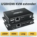 USB HDMI KVM extender splitter over Ethernet 1080P Extender HDMI USB KVM Extender splitter HDMI Loop for Mouse Keyboard PC. 