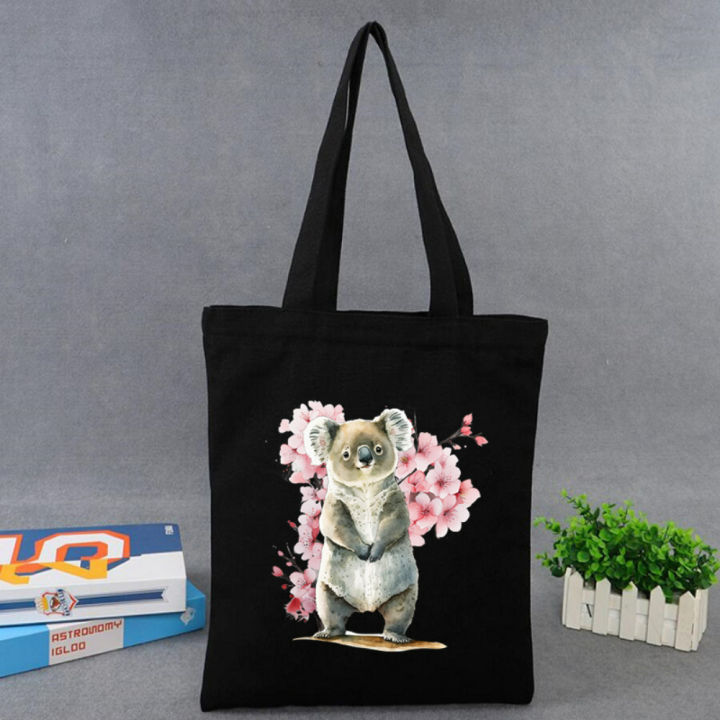 1pc%20Stylish%20Ailurus%20Fulgens%20Sakura%20Koala%20Print%20Black%20Tote%20Bag%20Eco%20Friendly%20Spacious%20Bag%20School%20Travel%20Yoga%20Bag%20Daily%20Use%20-%20Image%207