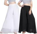 Pure Georgette With Lining Crape Flare Plazo Pant For Women. 