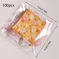 100Pcs Plastic Packing Bags for Biscuits Candy Cookies Flower Self-Adhesive Bags Jewelry Party Packaging.