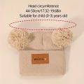 3pcs Mini Heart Faux Leather Label Double Pom Knit Beanie Hats for Youngsters Hand Washable, New Year's Ocn Theme Cute Hats. 