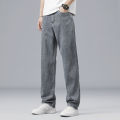 Summer Ultra-thin Lyocell Men's Jeans Drape Soft Fabric Loose Straight Casual Denim Pants Elastic Ice Silk Male Trousers. 