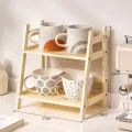Double Layer Bamboo Rack 2-Tier Desktop Organizer Display Racks Office Stationary Office Storage Makeup Organizion for Vanity. 