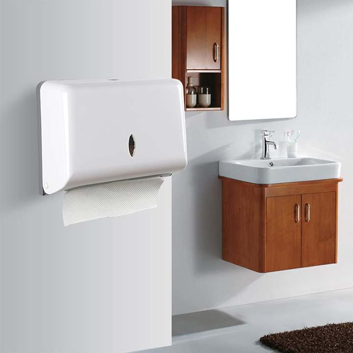Tissue box holder paper towel dispenser wall mounted for bathroom and kitchen white color AZ