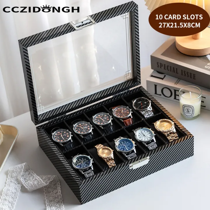 3/6/10/12%20Watch%20Winder%20Automatic%20Watches%20Shaker%20Carbon%20Fiber%20Mechanical%20Watch%20Box%20Watch%20Jewelry%20Display%20Box%20Storage%20Case%20-%20Image%206