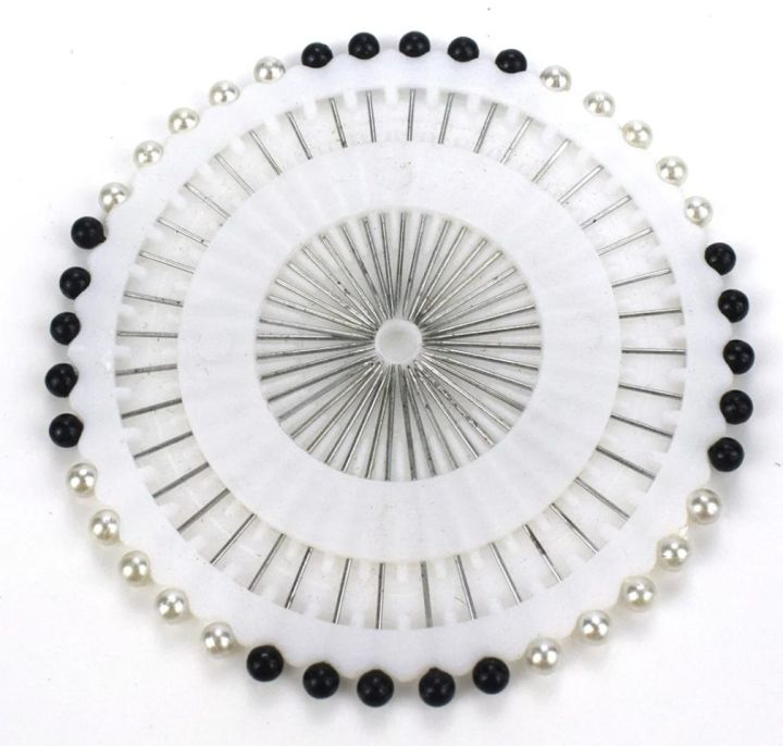 Black & White Pins Wheel Size 2 Inch Hijab Pins -Scarf Pins-Burka Pins-Stoller Pins (40 Pins In 1 wheel)