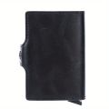 RFIDShieldPULather Automatic Pop-up Card Clamp,Double Aluminum Alloy Credit Card Wallet,With More than One Card Slots.