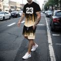 Men's T-shirt set summer fashion creative 3D printed pattern size 23 printed shorts short sleeved combination casual two-piece s.