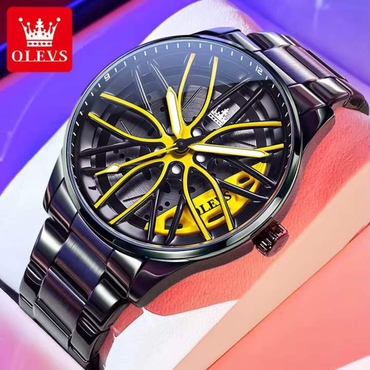 Car Rim Watch Custom New Luxury Sports Car Wheel Rim design Watch For Man Quartz Analog ...