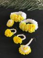gajray/kangan/bangles/teeka/earsring/ring/bindiya/artificial fake flowers jewellery set yellow & white.. 
