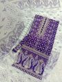Unstitched orbindu voel material screen printed doller work,karchupi work three piece collection for women.