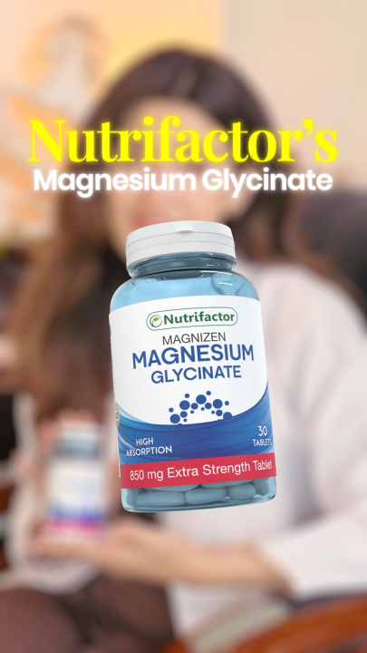 Nutrifactor Magnicell - Magnesium Glycinate 850 mg For Stress Relief, Sleep Support, Muscle Relaxation & Nervous System Health | Premium Magnesium Supplement for Men & Women