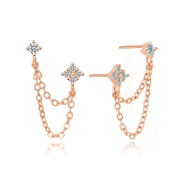 Huitan%20%20Double%20Ear%20Studs%20Tassel%20Chains%20Hanging%20Earrings%20for%20Women%20Ear%20Piercing%203%20Metal%20Color%20Luxury%20CZ%20Hot%20Jewelry%20-%20Image%204