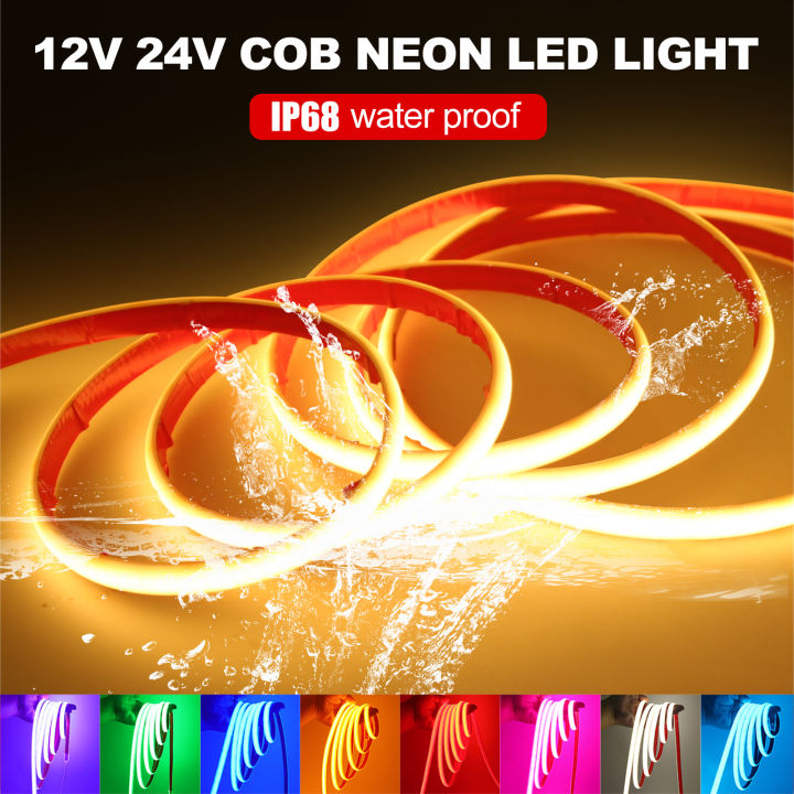 12V 24V IP68 Waterproof COB Neon Strip Hight Bright 320Leds/M Yellow ...