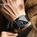 BINBOND B4143 Top Luxury Big Dial Men Watches Square Quartz Stainless Steel Waterproof Sport Automatic Date Business Men Watches. 