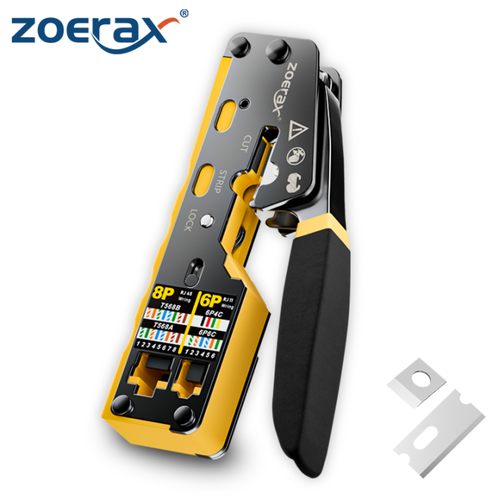 ZoeRax RJ45 Crimp Tool Pass Through Crimping Tool for Cat6