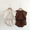 Summer Baby Girls Clothes Set Stripe Boys Infant Clothing Set Top PP Shorts Suit 2PCS Outfits Toddler Baby's Leisure Sports Set. 