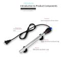 RS-399 Stainless Steel Aquarium Heater Rod – Adjustable 12–34°C | 50W / 100W / 200W | High Precision Temp Control | Fish Tank Water Heater with Indicator Light & Double Suction Cups.