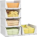 Clothes Organizers and Storage, 5 Pack Stackable Plastic Storage Bins, Foldable Closet Organizers and Storage for Clothing(5L). 
