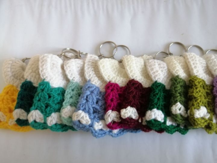 Hand made key chainl Crochet mini frok l key chains for bags , purses  & keys.