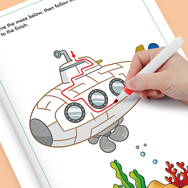 A 32-Page Maze Game Book Designed for Children Aged 3 and Above, Ideal for Preschool Learning. It Helps Improve Concentration and Fine Motor Skills, Making It an Excellent Birthday .