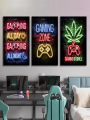 Neon Gaming Wall Art  Gamer Canvas Prints for Kids Boys Room Decor Playroom Decoration No Light  Posters  Canvas Paintings. 