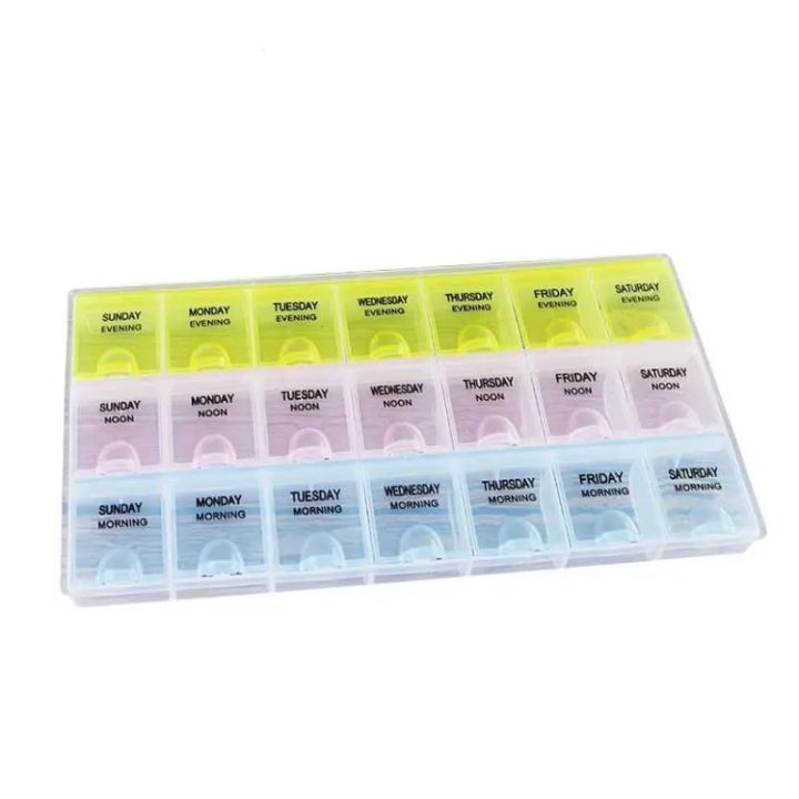 7 Days Medicine Kit box organizer with 21 grids Week day medicine box ...