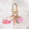 Cartoon Enamel Shark Jellyfish Mermaid Keychain Cat Glass Beads Ball Key Ring For School Bag Accessories Headphone Cover Gifts. 