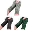 Winter Fingerless Gloves for Women, Computer Short Warm and Extended Korean Style Half-Finger Knitted Flat Gloves.