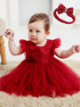 Children Clothes Baby Girls Party Dress Wholesale New Born 1 Year Old Birthday Party Flower Baby Girl Princess Dress. 