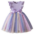 New Girls Dress for Sequins Birthday 1-5Y Toddler Girls Rainbow Tulle Dress Sweet Kids Princess Dress for Girls 2025 Summer Wear. 