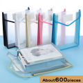 A4 Vertical Press Button Student Bag Waterproof Large Capacity Test Paper Storage Classification Transparent Seven Colors Choice. 