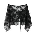 Apparel Accessories French Lacing Lace Mini Skirt Embroidery Irregular Hemline Lace Up Ruffles Skirt Y2K Apron Wrap Skirt. 