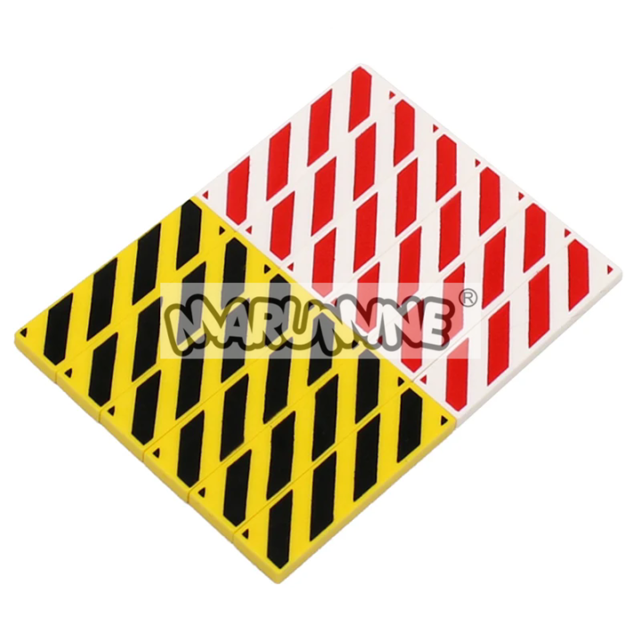 MARUMINE 20PCS MOC Bricks Wrning Signs 1x4 Tile Danger Stripe Building Block Parts Accessories Fit with 2431 Plate Barricade