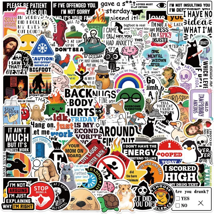 100Pcs%20Cartoon%20Snarky%20MEME%20Stickers%20Decals%20For%20Phone%20Scrapbook%20Skateboard%20Suitcase%20Refrigerator%20Graffiti%20Aesthetic%20Stickers%20-%20Image%202