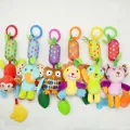 1PC Baby stroller hanging toy 0-1 year old ring bell tooth glue animal wind chime bed hanging soothing hand puppet. 
