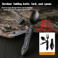 Outdoor Camping Utensils Portable Stainless Steel Foldable Spoon Fork Knife Bottle Opener Combo Set Cutlery Tableware Multitool. 