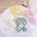 Boys Girls Winter Scarfs Thick Plush Cross Children's Scarf Baby Bib Cute Cartoon Rabbit Faux Fur Neck Protection Warm Shawl.