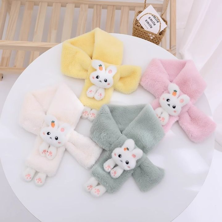 Boys%20Girls%20Winter%20Scarfs%20Thick%20Plush%20Cross%20Children's%20Scarf%20Baby%20Bib%20Cute%20Cartoon%20Rabbit%20Faux%20Fur%20Neck%20Protection%20Warm%20Shawl%20-%20Image%205