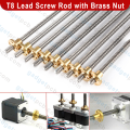 T8 Lead Screw Rod with Brass Nut 350mm 500mm 650mm Length 8mm Screw Rod Rod Diameter Thread, 2mm Pitch Trapezoidal Thread for 3D Printer Stepper Motor CNC Machine Parts.