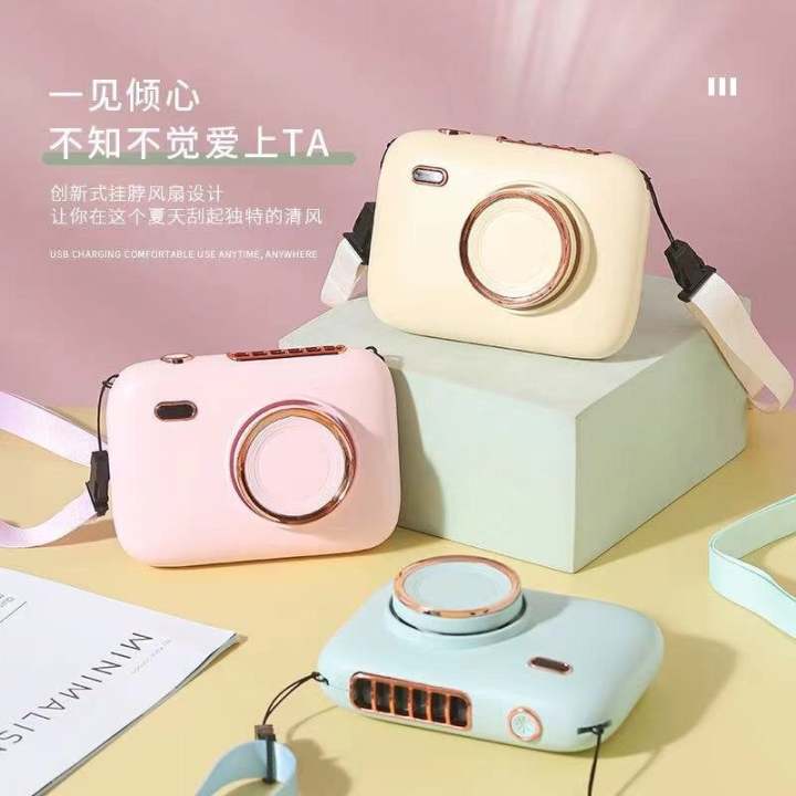Fan shaped camera pastel hanging neck no need to hold camera fan MB-02